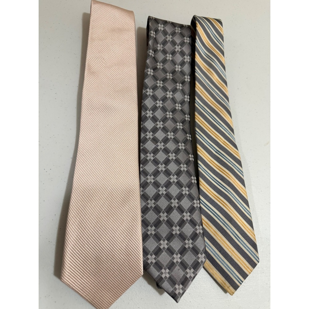 Mens Silk Tie Bundle Haggar Original Penguin Zianetti Plaid Striped Solid 3pc
